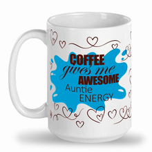 Load image into Gallery viewer, Awesome auntie Energy 15 oz mug  BLUE North of Fifty 50 Metis  Indigenous boutique