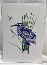 Laden Sie das Bild in den Galerie-Viewer, Hummingbird and Blue Heron indigenous wall art by Richard Shorty Canada