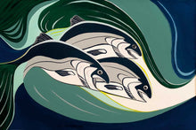 Laden Sie das Bild in den Galerie-Viewer, Wall Art - Coho in a Rip Tide by Indigenous Artist Rick Beaver indigenous wall art by Rick Beaver Canada