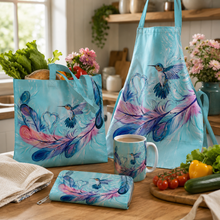 Load image into Gallery viewer, "Hummingbird Feathers" Apron by Métis artist, Carla Joseph