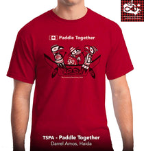 Laden Sie das Bild in den Galerie-Viewer, Paddle Together T-shirt by Haida artist Darrel Amos - North of Fifty Indigenous Boutique