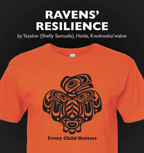 Laden Sie das Bild in den Galerie-Viewer, Raven's Resilience, Every Child Matters T-shirt in Adult and Youth Sizes - North of Fifty Indigenous Boutique