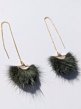 Laden Sie das Bild in den Galerie-Viewer, Real Mink Earrings by Namgis artist Jonathan Whonnock - dark green - North of Fifty Indigenous Boutique