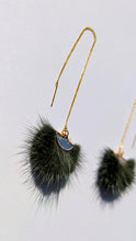 Laden Sie das Bild in den Galerie-Viewer, Real Mink Earrings by Namgis artist Jonathan Whonnock - dark green - North of Fifty Indigenous Boutique