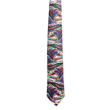 Laden Sie das Bild in den Galerie-Viewer, "Salmon Hunter" Silk Tie by Ojibway  artist, Don Chase - North of Fifty Indigenous Boutique