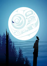 Laden Sie das Bild in den Galerie-Viewer, Full Moon Raven by Mark Preston, native artist, Indigenous Art, Northwest Coast art, North of Fifty 50