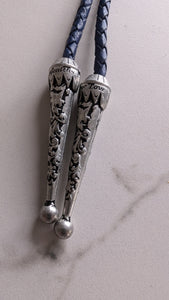 Blue Carp Leather Bolo by Namgis artist Jonathan Whonnock - North of Fifty Indigenous Boutique