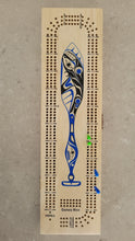 Load image into Gallery viewer, Whale Paddle Cribbage Board, design by Paul Windsor
