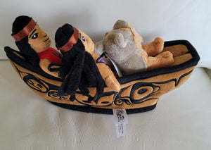 12" Culture Canoe with 3 finger puppets, a Native artist Bill Helin design