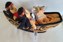 Load image into Gallery viewer, 12&quot; Culture Canoe with 3 finger puppets, a Native artist Bill Helin design
