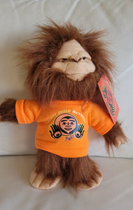 Skookum Sasquatch stuffie with Every Child Matters, Native artist Bill Helin design