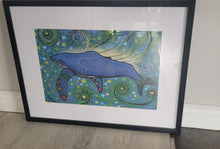 Laden Sie das Bild in den Galerie-Viewer, Wall Art -  Humpback Swimming with Yellow Bubbles by Alan Syliboy
