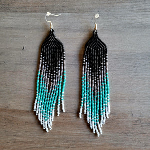 Beaded Ombre Fringe Earrings