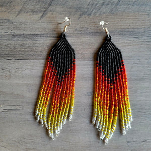 Beaded Ombre Fringe Earrings