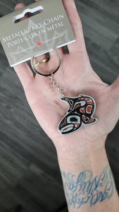 Salmon Metallic Key Chain artwork by Indigenous artist, Jamie Serrritt