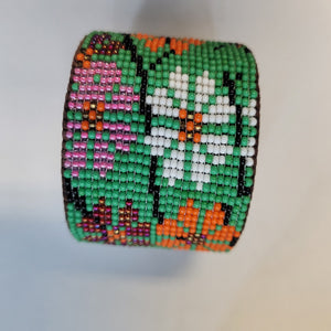 Beaded Floral Cuff Bracelet