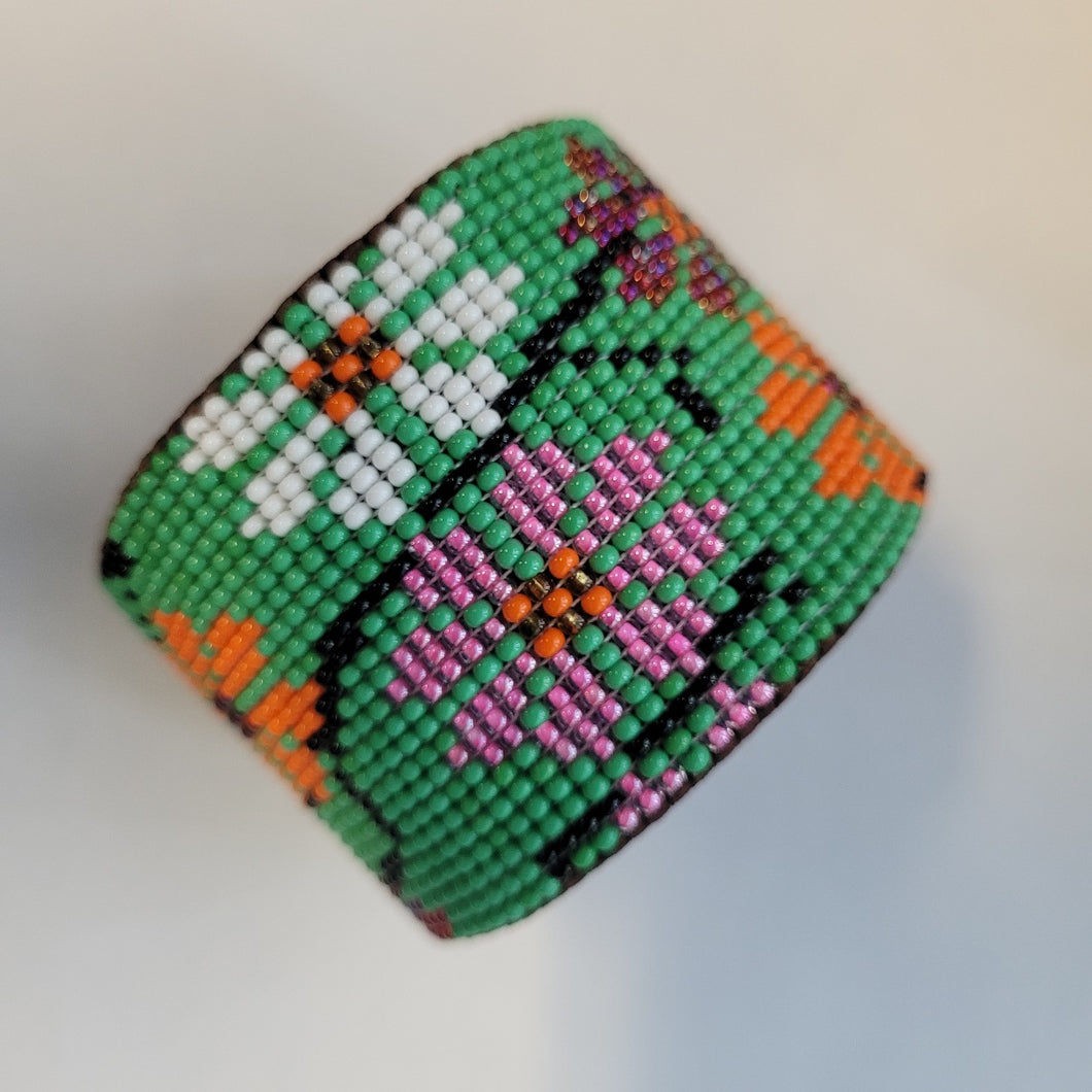 Beaded Floral Cuff Bracelet