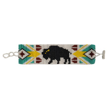 Laden Sie das Bild in den Galerie-Viewer, 1 5/8 inch wide Beaded Buffalo Bracelet
