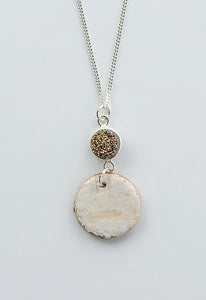Sterling Silver Birch Bark necklace with violet druzy