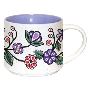 16 oz "Ojibwe Florals" Mug, artwork by Native Artist, Storm Angeconeb