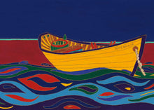 Load image into Gallery viewer, Yellow Dory indigenous wall art by Dawn Oman Canada
