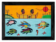 Load image into Gallery viewer, Wesakechak Going to School indigenous wall art by Micqaela Jones Canada
