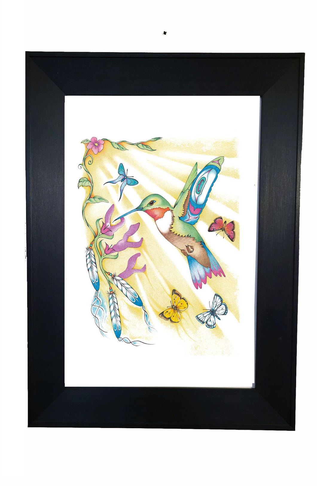 Hummingbird and Butterflies by Native artist Hubert V illy
