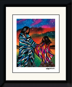 Mother and daughter by Cree, Native artist, Betty Albert North of 50