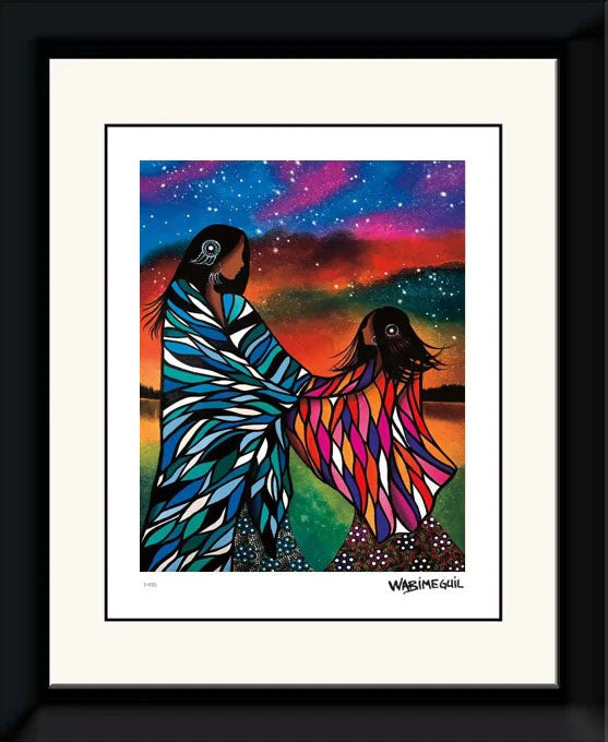 Mother and daughter by Cree, Native artist, Betty Albert North of 50