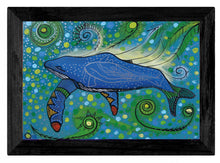 Load image into Gallery viewer, Wall Art - "Humpback Swimming with Yellow Bubbles" by Indigenous Artist Alan Syliboy indigenous wall art by Alan Syliboy Canada
