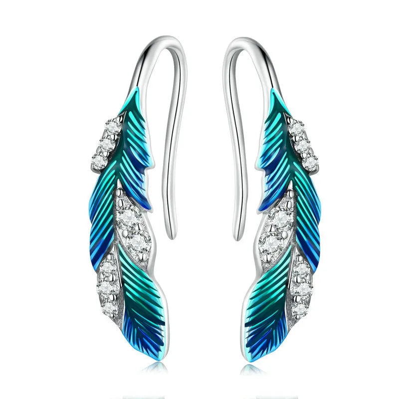 Sterling Silver Feather Earrings