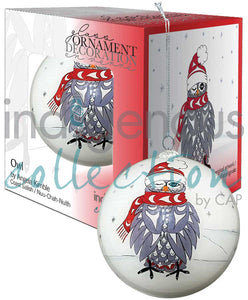 "Owl" Glass Ornament by Angela Kimble - pre-order now for October delivery