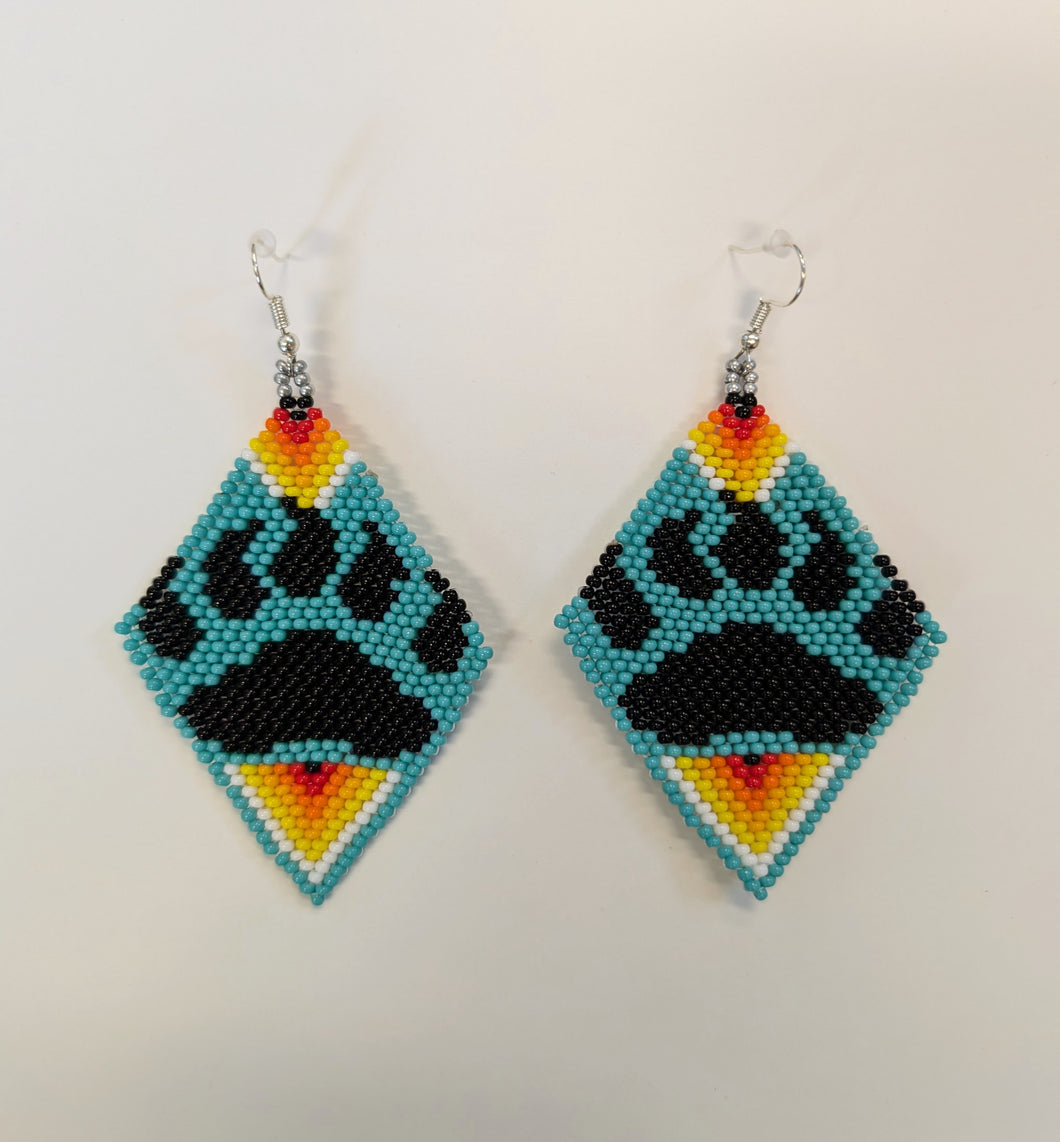 Bear Paw Beaded Earrings