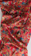 Laden Sie das Bild in den Galerie-Viewer, Lightweight scarf / shawl with red Bohemian design - North of Fifty Indigenous Boutique
