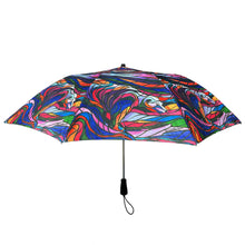 Laden Sie das Bild in den Galerie-Viewer, &quot;Salmon Hunter&quot; Collapsible Umbrella artwork by Indigenous artist Don Chase
