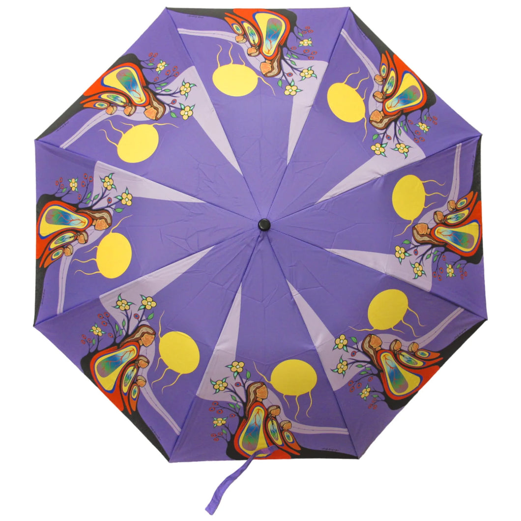 Gifts from Creator Collapsible Umbrella artwork by Indigenous artist Emily Kewageshig