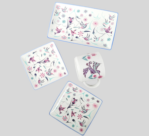 Set of 2 Appy plates - 6 x 6 inches, Hummingbird by Nicole La Rock