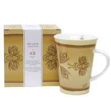 Load image into Gallery viewer, Bee-Lieve 10 oz porcelain mug with box featuring Indigenous artwork by Cree artist Pat Bruderer.
