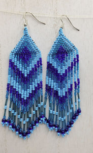 Indigenous, Native American, blue beaded earrings