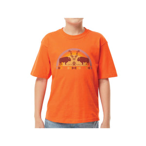 Youth T-shirt - Buffaloes (MashkodeBiizhikina) by Storm Angeconeb - North of Fifty Indigenous Boutique