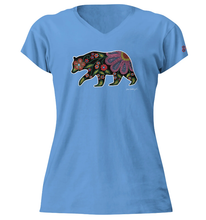 Load image into Gallery viewer, Celestial Bear, Women&#39;s Vneck Tshirt, by Kim McDonough - North of Fifty Indigenous Boutique
