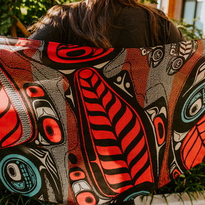 sustaining our future scarf by haida native artist Kwiaahwah Jones