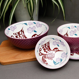 "Hummingbird" Porcelain Art Bowls in 3 different sizes, By Francis Dick