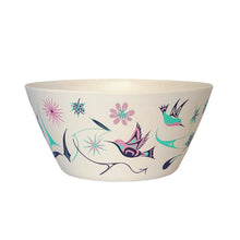 Laden Sie das Bild in den Galerie-Viewer, &quot;Hummingbird&quot; Large Bamboo Bowl 10&quot;, design by Coast Salish artist Nicole La Rock - arriving end of January 2025
