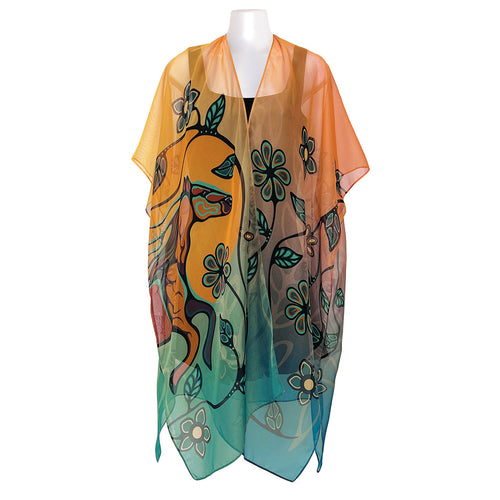 Horse (Bebezhigooganzhii) Sheer Wrap by Ojibwe artist Storm Angeconeb - North of Fifty Indigenous Boutique