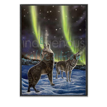Laden Sie das Bild in den Galerie-Viewer, The Howling Pair Wall Art by Ronnie Simon |  Indigenous Art Print Canada
