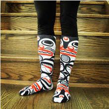 Load image into Gallery viewer, &quot;Killer Whale Crosshatch&quot; Socks by Native Artist, Curtis Wilson - North of Fifty Indigenous Boutique
