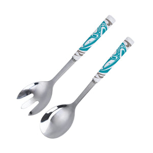 "Killer Whale" Salad Servers Stainless Steel, design by Gitxsan artist, Trevor Angus - arriving January 2025