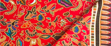 Laden Sie das Bild in den Galerie-Viewer, Lightweight scarf / shawl with red Bohemian design - North of Fifty Indigenous Boutique
