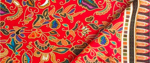 Lightweight scarf / shawl with red Bohemian design - North of Fifty Indigenous Boutique